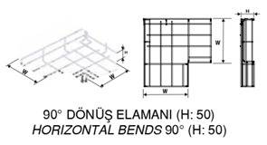 90° Geri Dönüş Elemanı (H: 50)